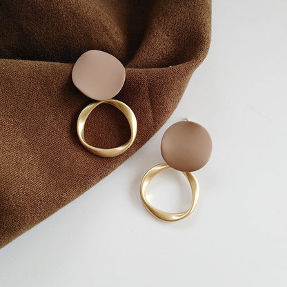 Earrings Asymmetrical Round Hollow Round Black Stud Earrings Rhinestone Accessories For Women pendientes mujer